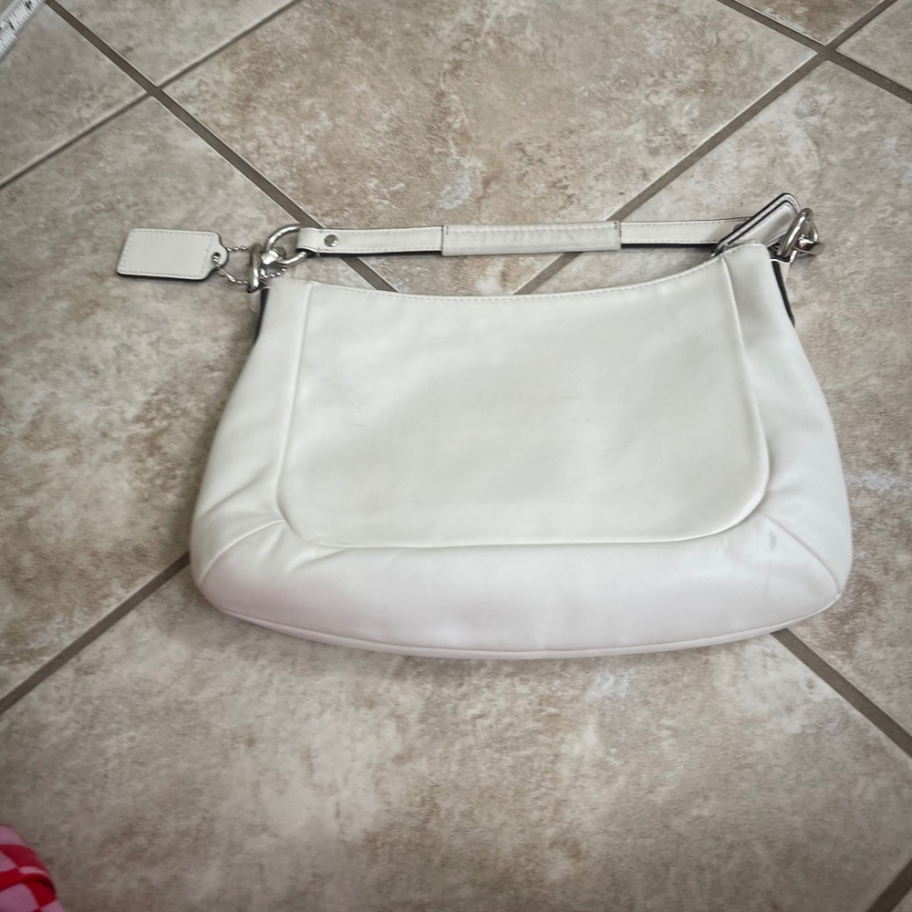 Coach kristin Leather Shoulder Bag Silver Turnlock Hobo Handbag 22308 white - Picture 6 of 14